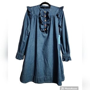 Draper James ruffled prairie long sleeve shift dress small